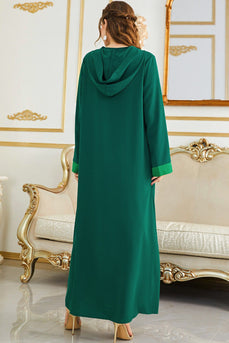 Robe maxi marocaine à capuche Vert foncé Abaya