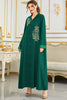 Charger l&#39;image dans la galerie, Robe maxi marocaine à capuche Vert foncé Abaya