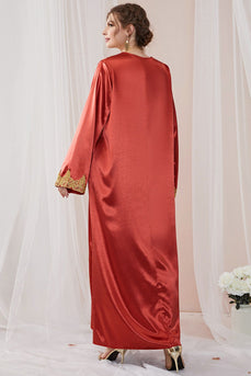 Robe musulmane élégante orange femmes imprimé Abaya caftan turquie Abaya