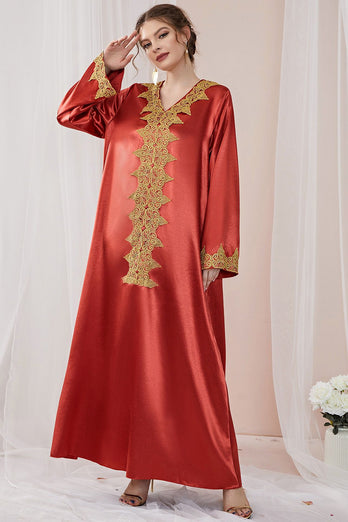 Robe musulmane élégante orange femmes imprimé Abaya caftan turquie Abaya