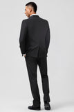 Costume 3 pièces slim fit noir à revers châle pour homme