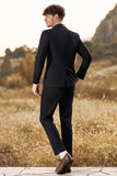 Costumes 3 pièces noirs à revers châle slim fit pour hommes