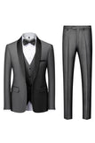 Costume 3 pièces slim fit noir à revers châle pour homme