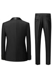 Costumes 3 pièces noirs à revers châle slim fit pour hommes