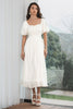 Charger l&#39;image dans la galerie, Une ligne plissée petite robe blanche à manches bouffantes