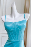 Bleu Spaghetti Bretelles Gaine Robe De Mariée Invité
