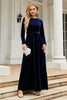 Charger l&#39;image dans la galerie, Une ligne bijou cou noir velours robe de soirée de vacances