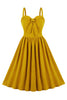 Charger l&#39;image dans la galerie, Spaghetti Straps Yellow Swing Robe Vintage