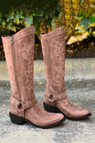 Bottes de cowgirl Boho à mi-mollet brodées bleues