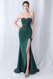 Robe longue longue sirène noire avec fente