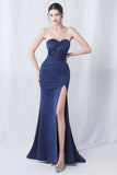 Robe longue longue sirène noire avec fente