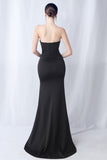 Robe longue longue sirène noire avec fente