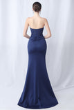 Robe longue longue sirène noire avec fente