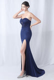 Robe longue longue sirène noire avec fente