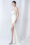 Robe longue longue sirène noire avec fente