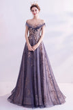 Robe longue longue en tulle violet brillant