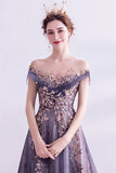 Robe longue longue en tulle violet brillant