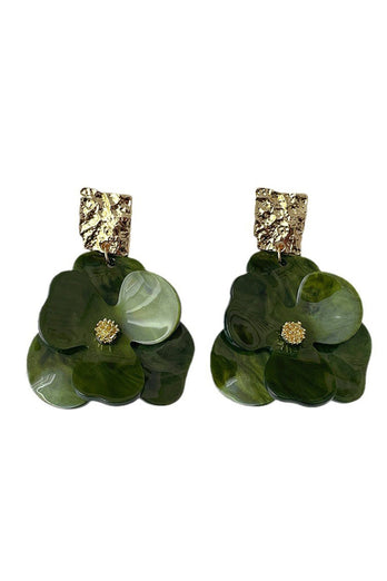 Boucles d’oreilles en forme de fleur acrylique vert