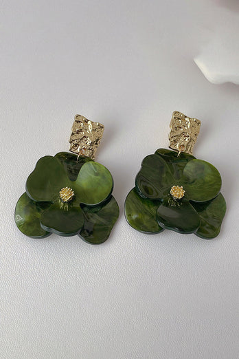 Boucles d’oreilles en forme de fleur acrylique vert