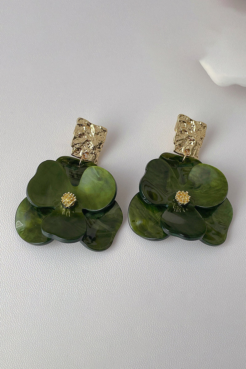Charger l&#39;image dans la galerie, Boucles d’oreilles en forme de fleur acrylique vert