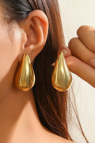 Boucles d’oreilles simples en forme de larme en métal doré