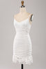 Charger l&#39;image dans la galerie, Bretelles spaghetti Moulantes en dentelle plissée petite robe blanche de graduation