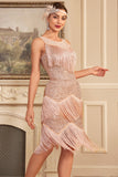 Blush Sparkly Fringes Great Gatsby Robe à paillettes