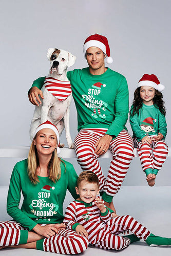 Noël Vert Clown Famille Assorti 2 Pièces Pyjama