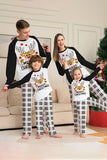 Ensemble de pyjamas de famille de cerf de Noël à carreaux noir et blanc