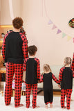 Noir et rouge Plaid cerf imprimé Noël Ensemble de pyjama familial