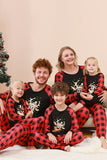 Noir et rouge Plaid cerf imprimé Noël Ensemble de pyjama familial