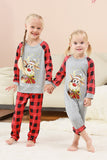 Noir et rouge Plaid cerf imprimé Noël Ensemble de pyjama familial