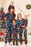 Ensemble pyjama familial imprimé motif de Noël bleu marine