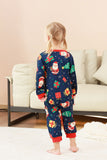 Ensemble pyjama familial imprimé motif de Noël bleu marine