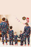 Ensemble pyjama familial imprimé motif de Noël bleu marine