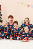 Ensemble pyjama familial imprimé motif de Noël bleu marine