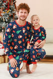 Ensemble pyjama familial imprimé motif de Noël bleu marine