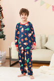 Ensemble pyjama familial imprimé motif de Noël bleu marine