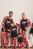 Pyjama de Noël noir rouge à manches longues avec motif cerf