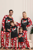 Pyjama de Noël noir rouge à manches longues avec motif cerf