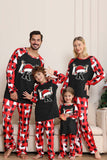 Pyjama de Noël familial à motif cerf rouge noir à manches longues