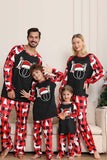 Pyjama de Noël familial à motif cerf rouge noir à manches longues