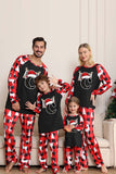 Pyjama de Noël familial à manches longues noir rouge avec motif cerf