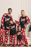 Pyjama de Noël familial à manches longues noir rouge avec motif cerf