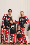 Pyjama de Noël familial imprimé arbre et cerf noir et rouge