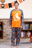 Pyjama d’Halloween familial imprimé citrouille orange manches longues