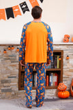 Pyjama d’Halloween familial imprimé citrouille orange manches longues