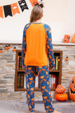 Pyjama d’Halloween familial imprimé citrouille orange manches longues