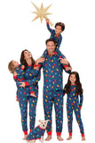 Ensemble de pyjamas assortis de famille d’impression d’ampoule de couleur bleu foncé