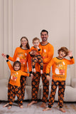 Ensemble de pyjama familial d’Halloween orange imprimé citrouille